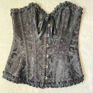 Black bustier jacquard floral corset top Sz M